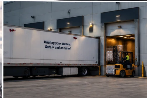 Dry van trailer at a warehouse loading dock